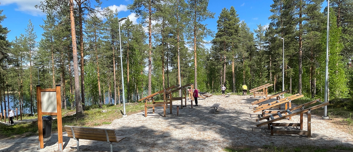 Unikt utegym i tre nivåer i Tannens friluftsområde i Lycksele
