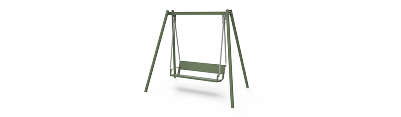 BISTRO Hammock med armstöd i grönt – vädertålig och slitstark hammock för offentlig utemiljö.