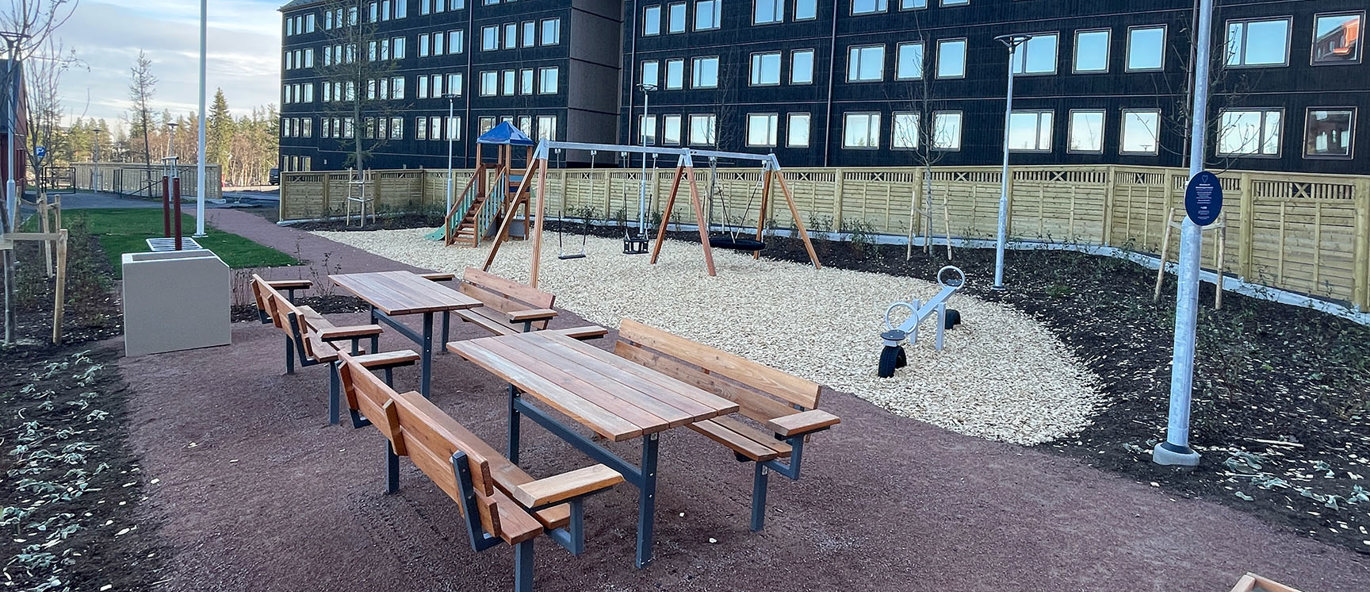 Fyra nya lekplatser i Kirunas nybyggda bostadsområde