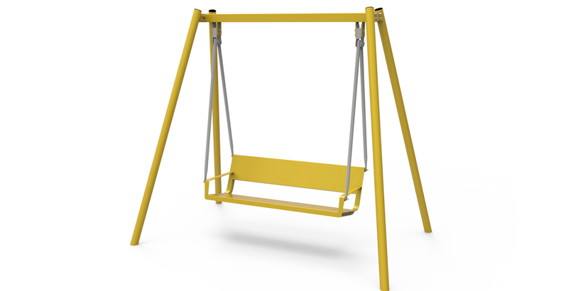 Gul hammock med armstöd.
